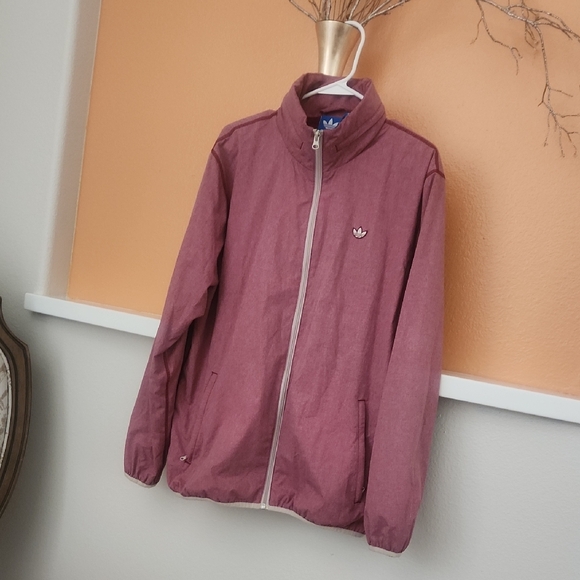 Adidas Burgundy Windbreaker Light Jacket - Picture 1 of 6